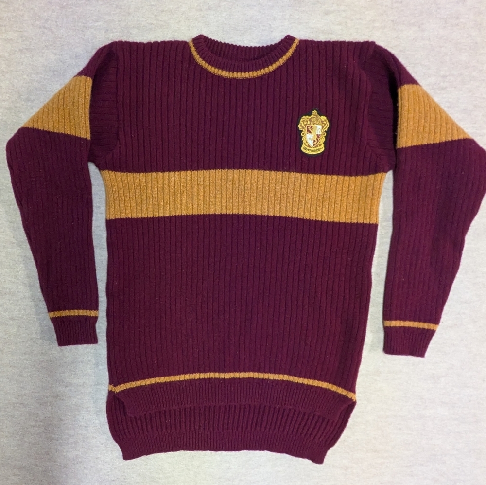 100% Wool Harry Potter Gryffindor Burgundy & Orange Sweater W/ Logo Size L/XL